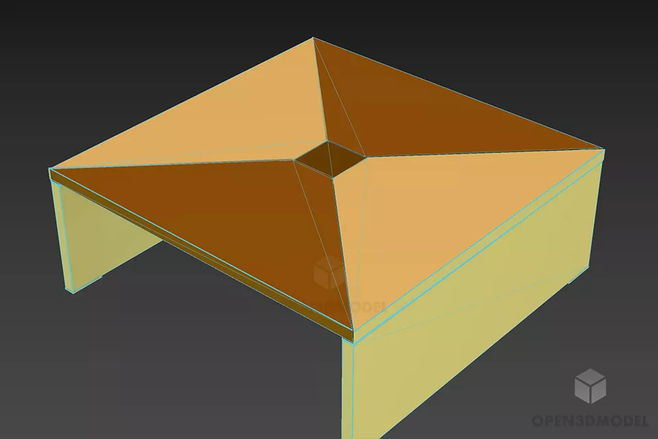 Square Walnut Table Simple Style 3d model 2