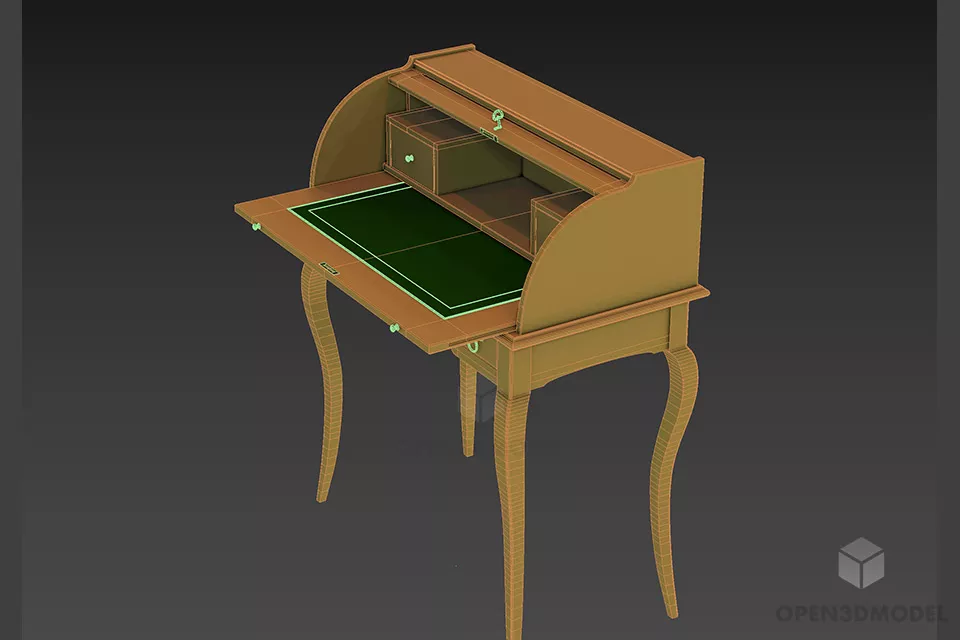 Antique Bureau Table Furniture Panama 3d model 2