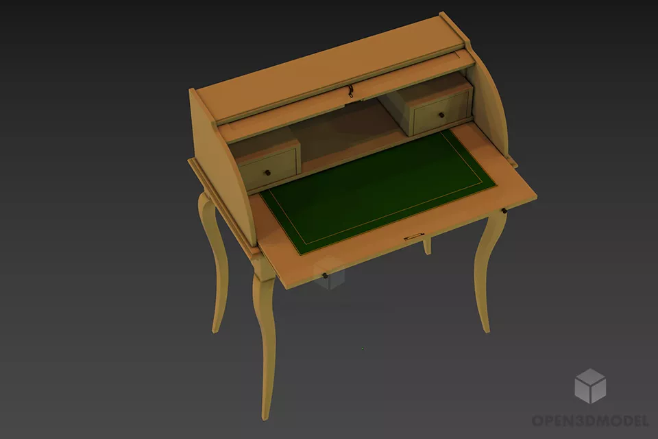 Round Carved Table With Curved Stand 3d model