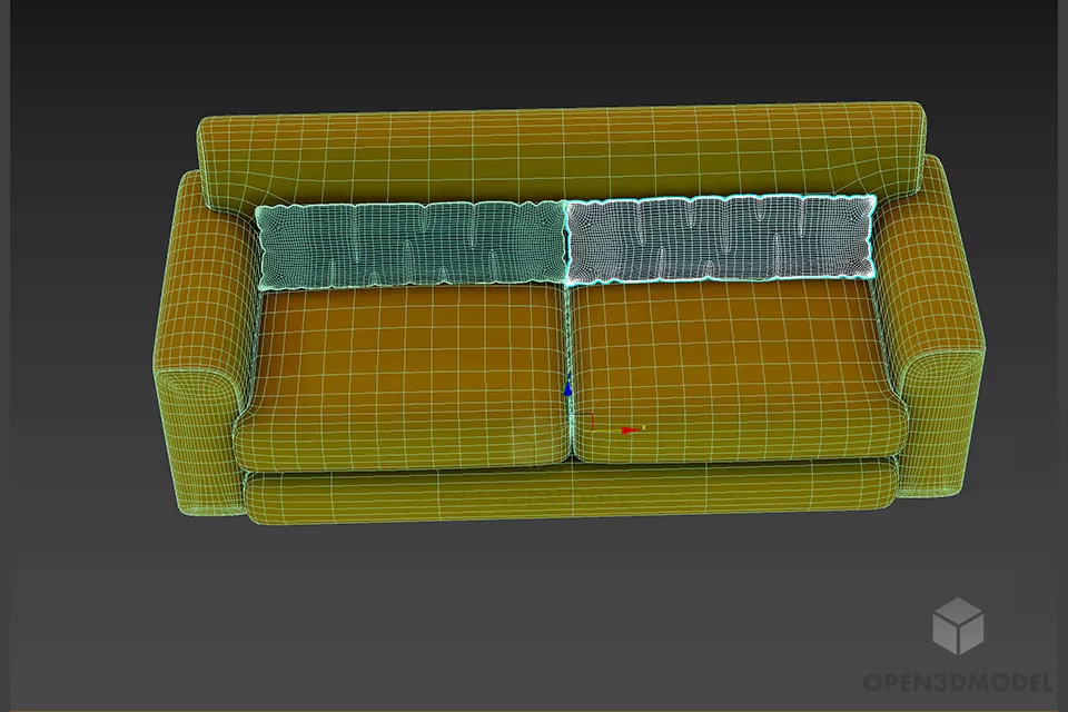 Modern Upholstered Yellow Sofa 3d model 2