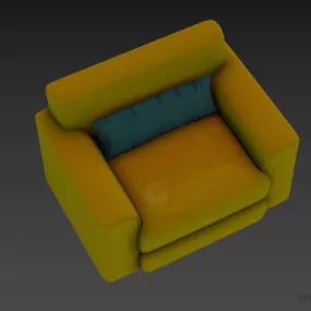 Modern Upholstered Yellow Armchair 3d model