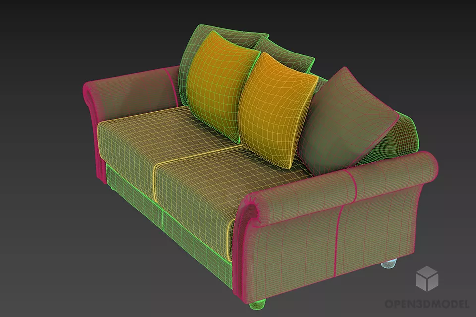 Upholstered Sofa Venice 3d model 2
