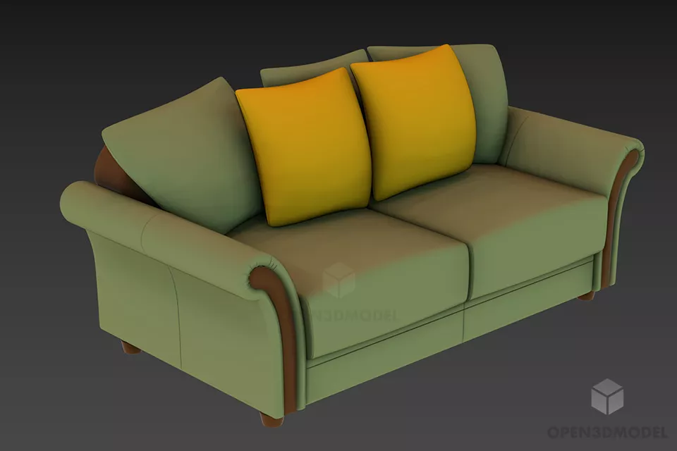 Waiting Sofa Curved Shape With Pillow 3d model
