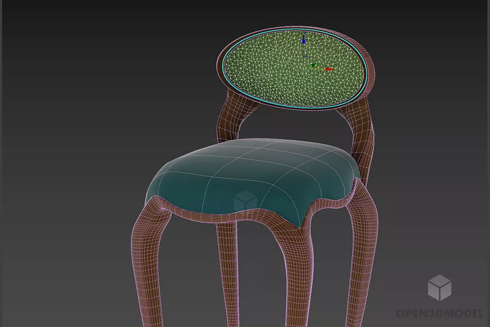 Antique Bar Chair, Walnut Chair 3d model 2