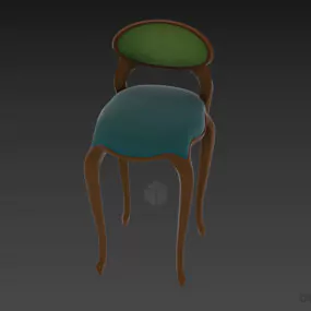 Antique Bar Chair, Walnut Chair 3d model