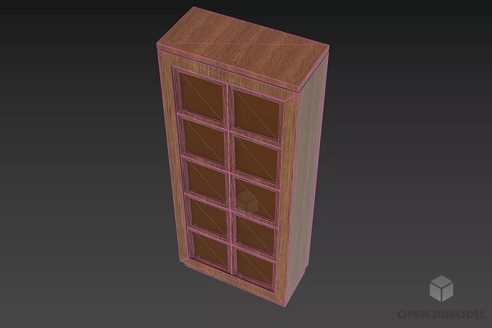 Office Walnut Bookcase 3d model 2