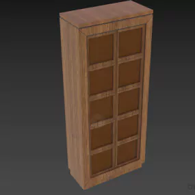 Office Walnut Bookcase 3d model