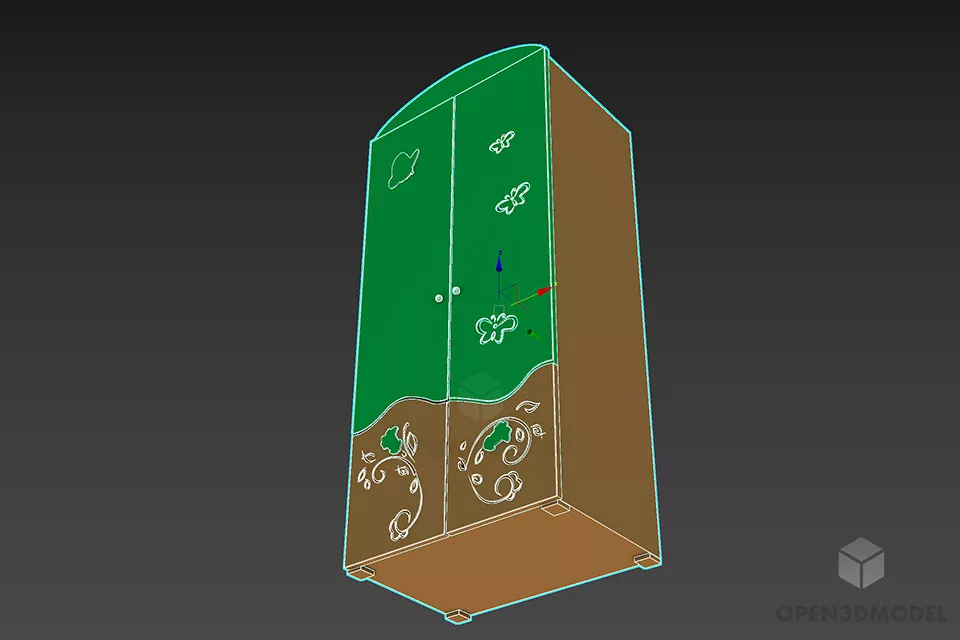 Kids Room Wardrobe Furniture 3d model 2