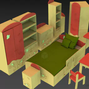 Simple Kids Bed 3d model