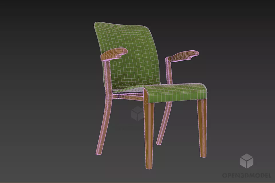 Simple Office Grey Leather Armchair 3d model 2