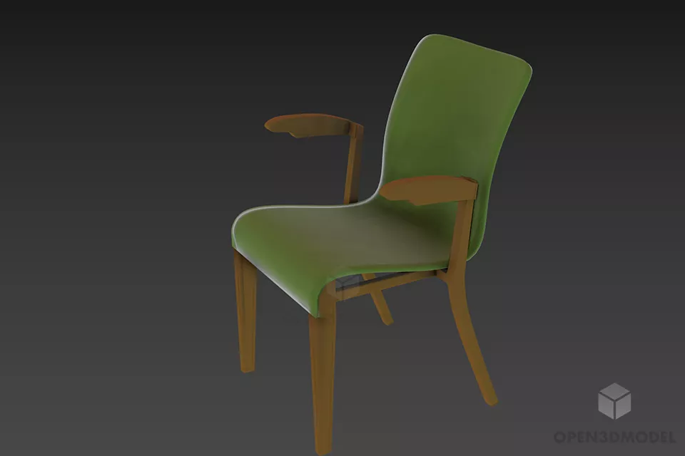 Office Leather Armchair With Fixed Stand 3d model