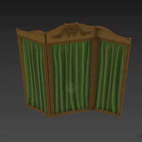 Textile Divider Screen With Antique Frame 3d model