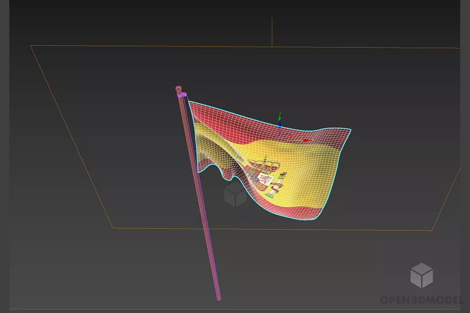 Spain Flag On Column 3d model 2