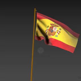 Spain Flag On Column 3d model