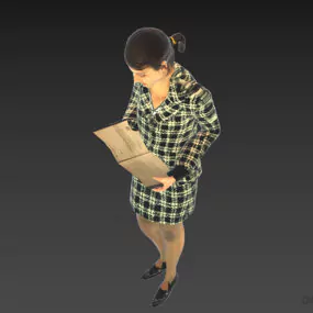 Dress Business Woman With Caro Pattern Fashion 3d model