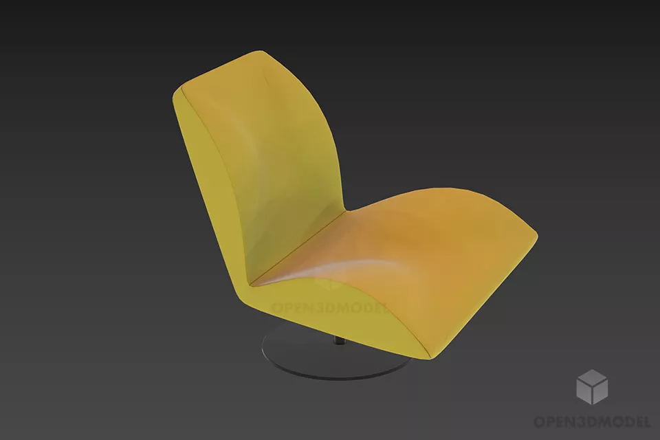 Salon Fixed Chair, Low Back Chair 3d model