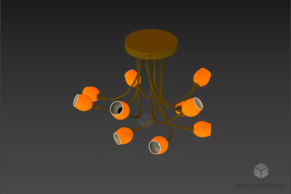 Iron Table Lamp With Glass Bulb 3d model