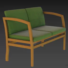 Modern Leather Bench With Wooden Frame 3d model