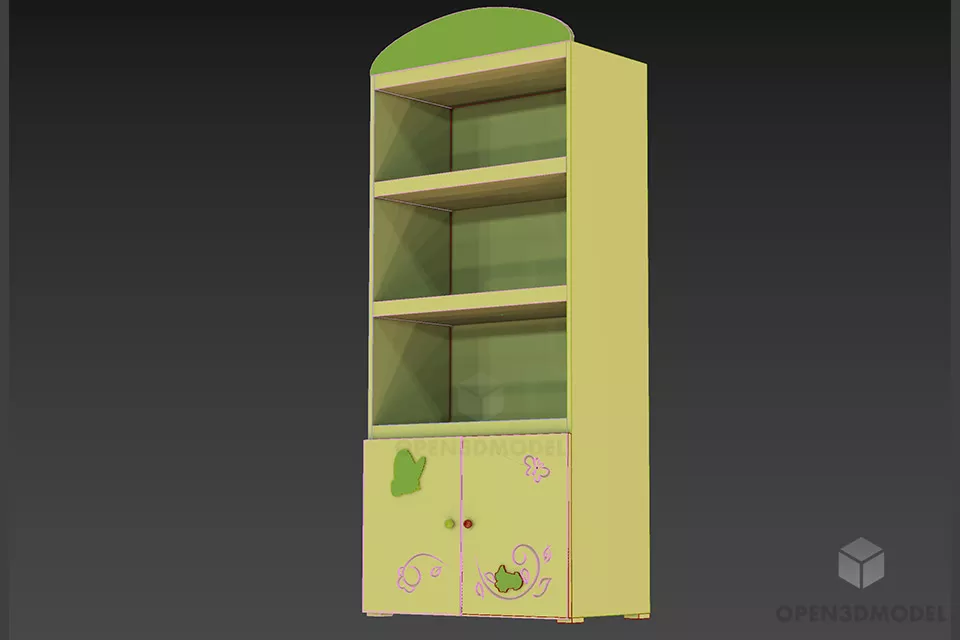 Locker With Shelf For Kids Room 3d model 2