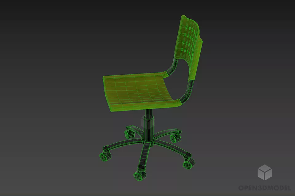 Office Wheels Chair With Dotted Back Panel 3d model 2