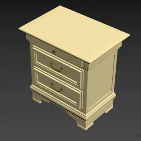 Retro Walnut Nightstand With Handles 3d model