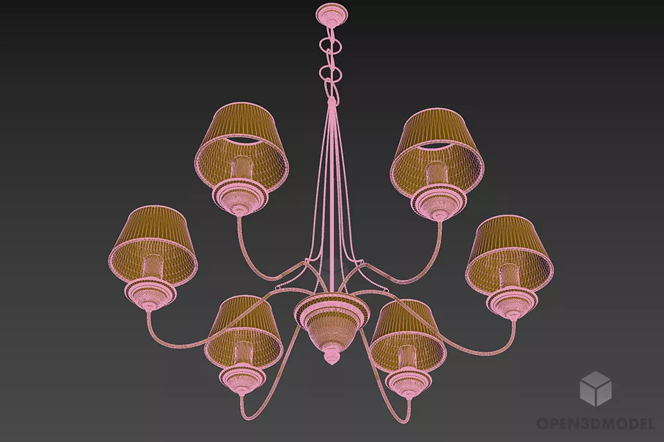 Antique Pendant Lamp, French Ceiling Lamp 3d model 2