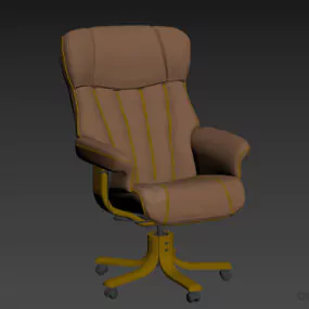 Grey Leather Wheels Armchair Office Furniture 3d model