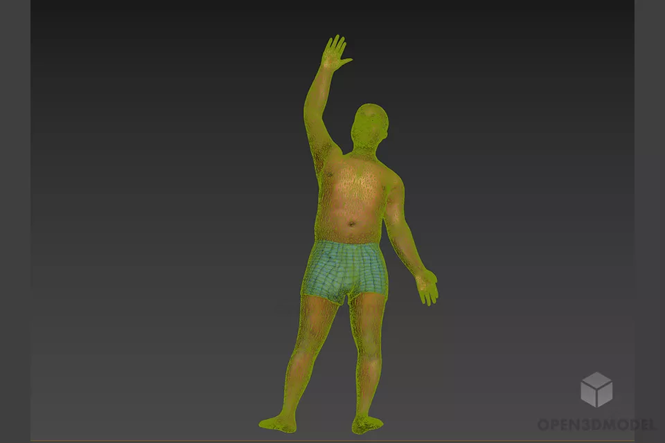 Beach Man With Hello Arm 3d model 2