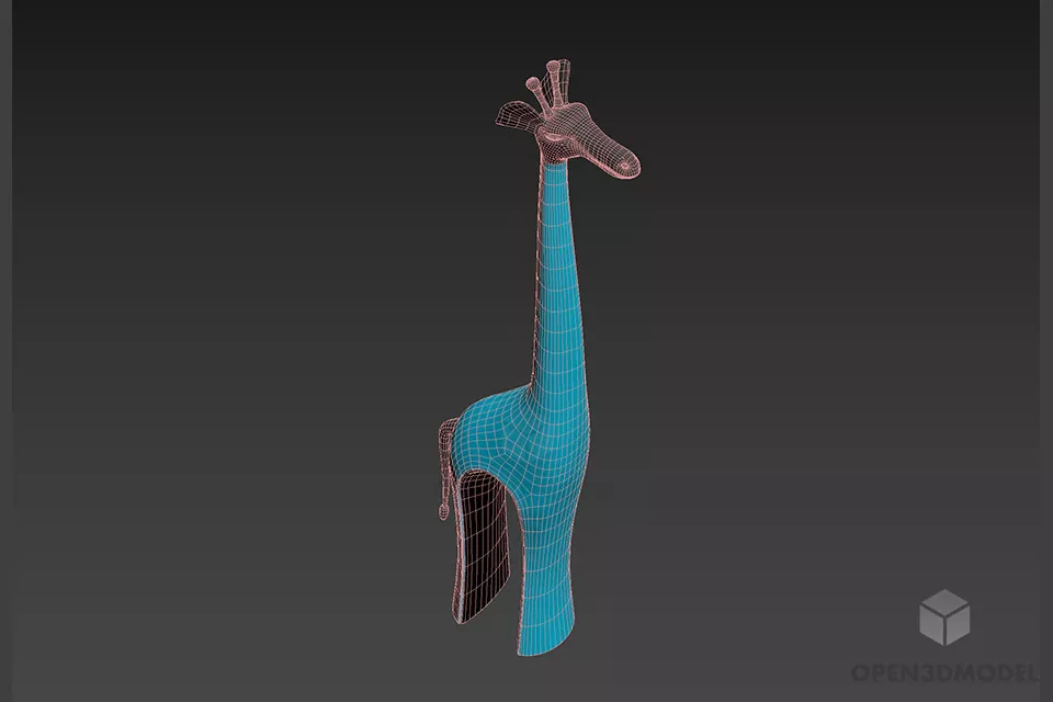 Wooden Giraffe Figurine 3d model 2