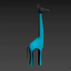 Wooden Giraffe Figurine 3d model