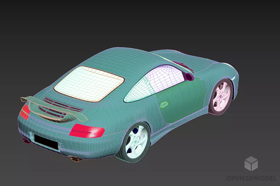 Car Porsche With Rear Wing 3d model 2