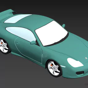 Car Porsche With Rear Wing 3d model