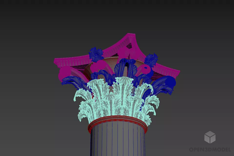 Stone Greek Column Head 3d model 2