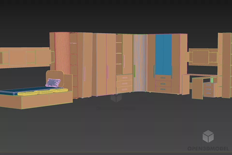 Corner Bookcase Rack 3d model 2