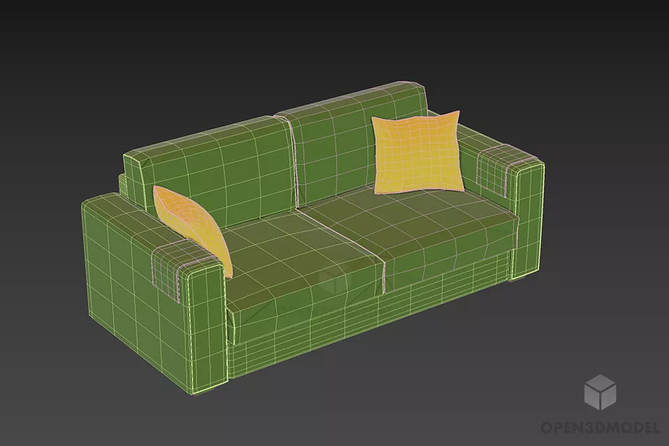 Italian Sofa Two Seats 3d model 2