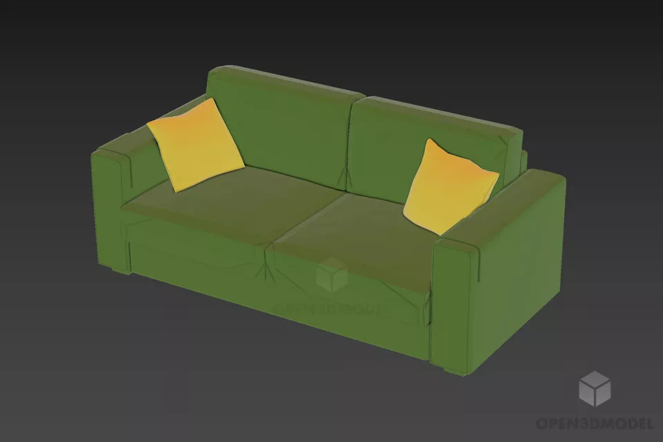Double Sofa Textile Flexform 3d model