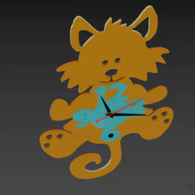 Kids Clock Cat Shape 3d model