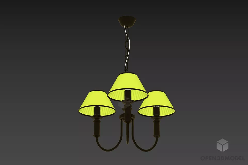 Pendant Lamp Three Shade With Chain Hanger 3d model