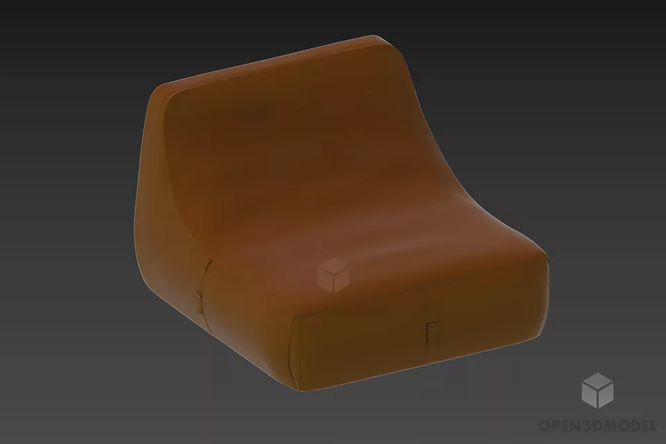 High Back Tufted Armchair With Cushion 3d model