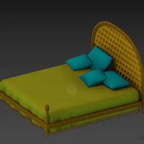 Simple Poster Bed With Curved Back Panel 3d model