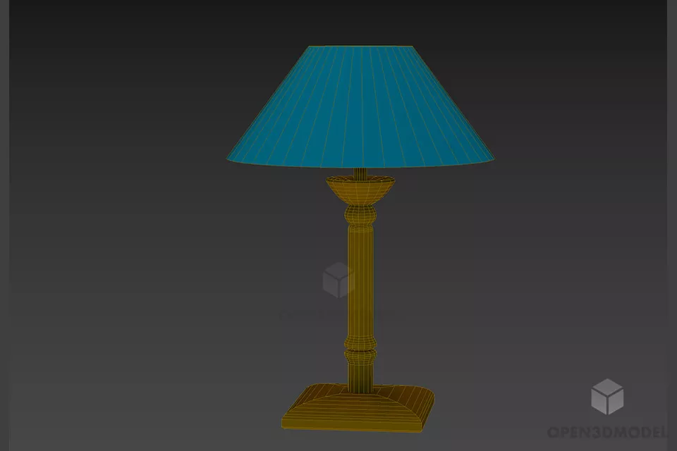 Hotel Lamp Black Stand With Crystal Shade 3d model 2