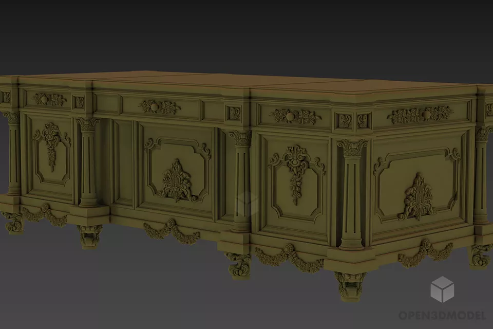 Wooden Round Table Fixed Leg 3d model
