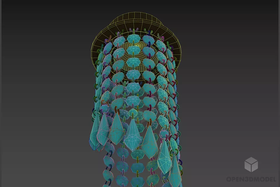 Antique Crystal Ceiling Lamp 3d model 2