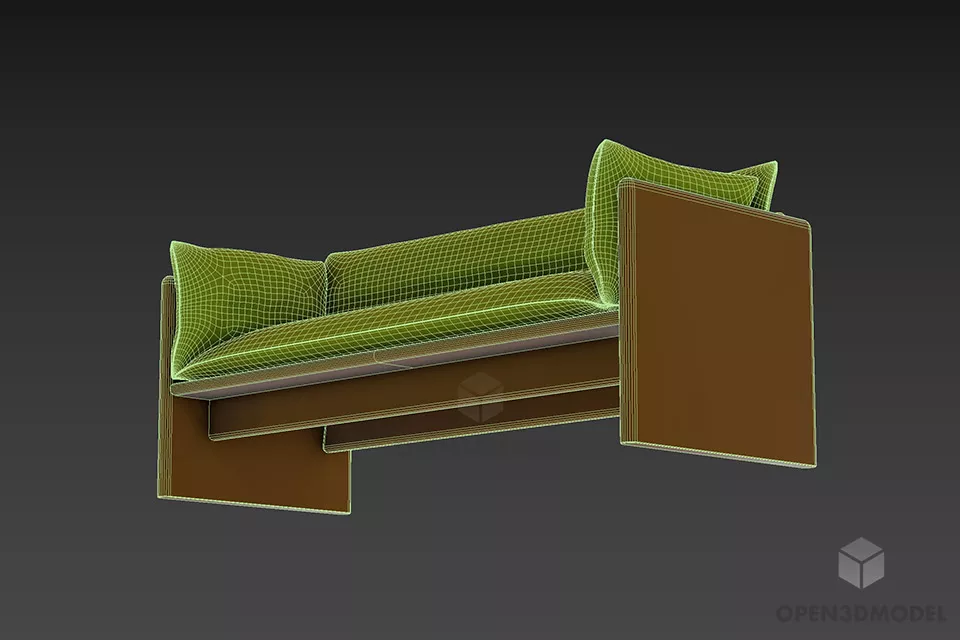 Modern Inox Stand Sofa Leather 3d model 2
