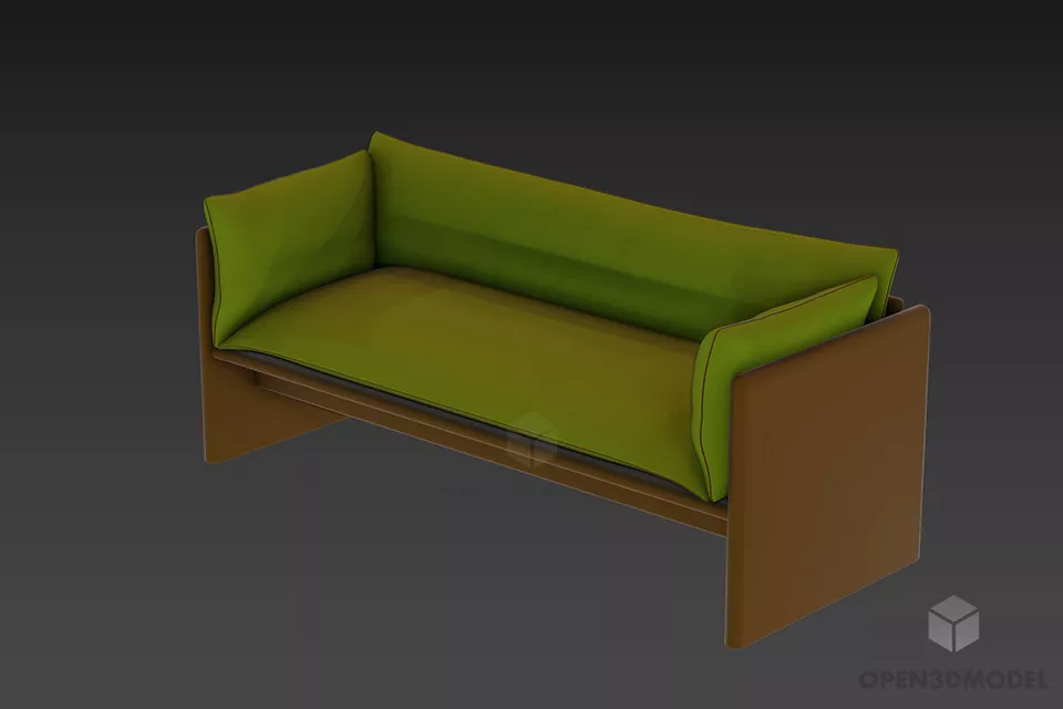 Upholstery Sofa Smooth Edge With Cushions 3d model