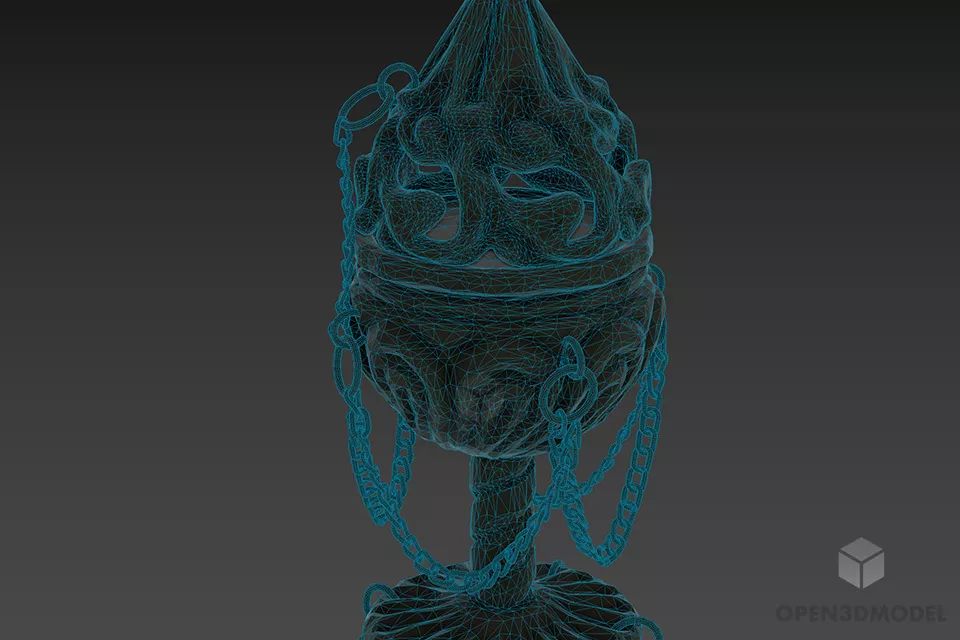 Inox Hookah Carved Style 3d model 2