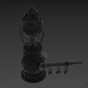 Inox Hookah Carved Style 3d model