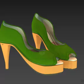 Fashion Girl Shoes Yellow Color 3d model