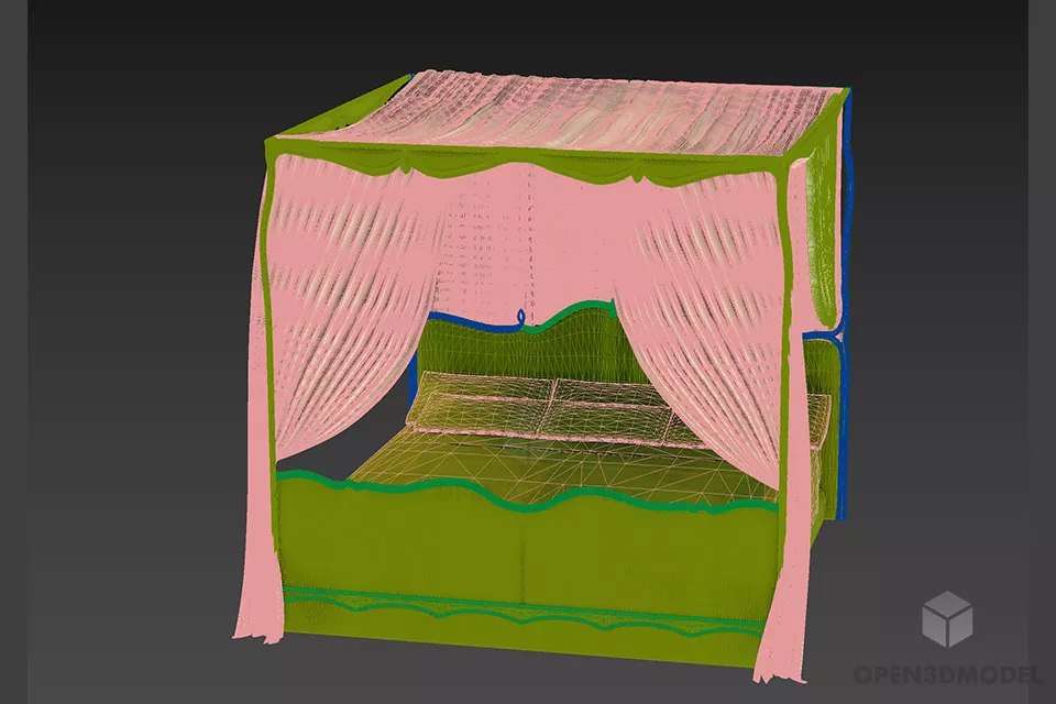 Boutique Italian Poster Bed Cappellini 3d model 2