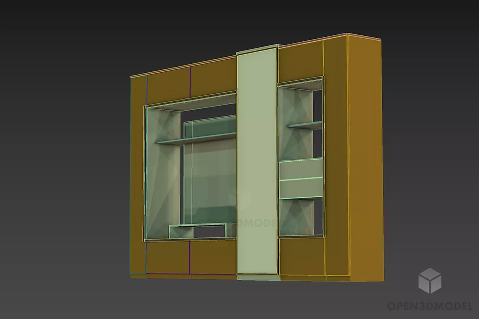 Wall Rack Tv Stand With Shelf 3d model 2